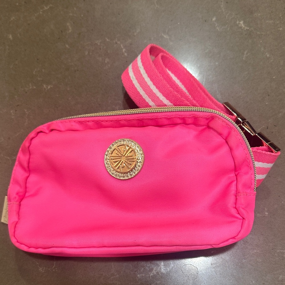 Lily Pulitzer Pink Belt Bag with Gold Accents